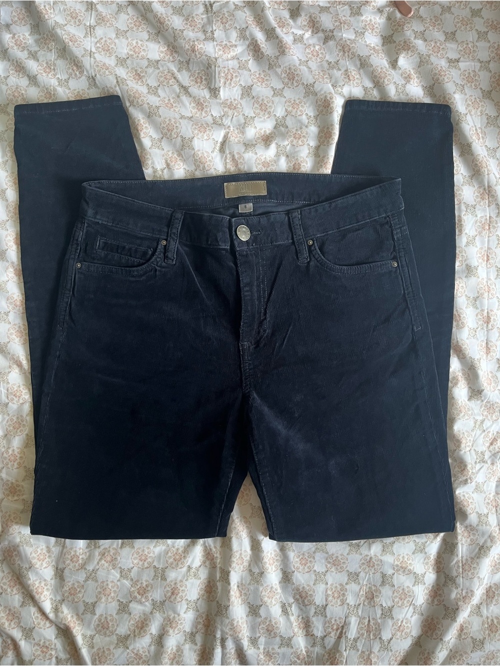KUT from the kloth Diana skinny dark blue corduroy skinny leg jeans